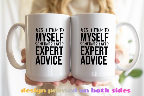 Two coffee cups with a quote on them.