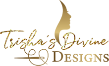 A gold logo with the name of leila 's diva design