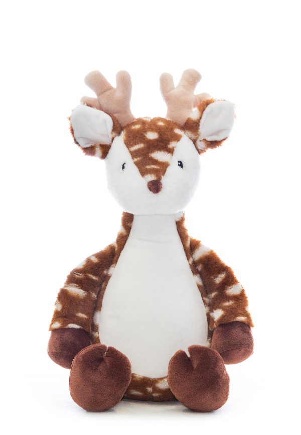 A stuffed animal of a deer with horns.