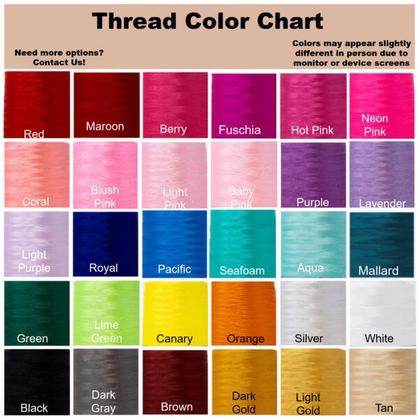 A color chart of thread colors for knitting and crochet.