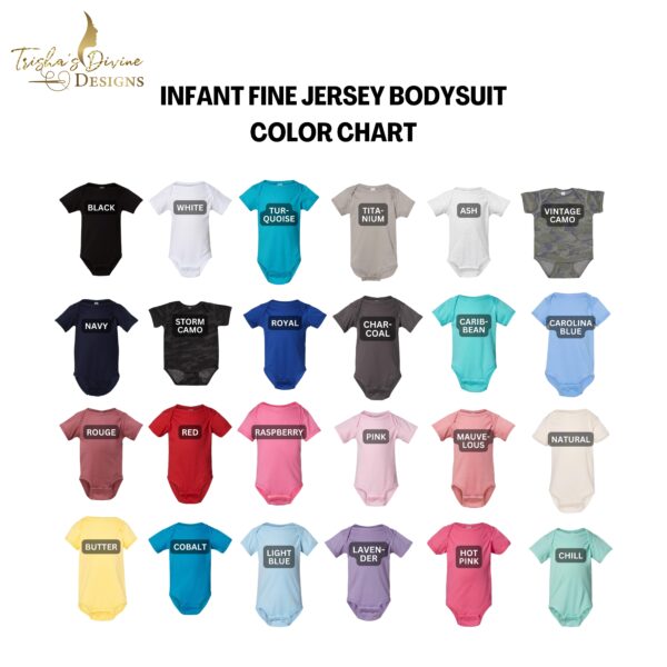 A baby onesie that has different colors of the same color.