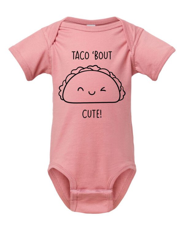 A pink onesie with a taco on it