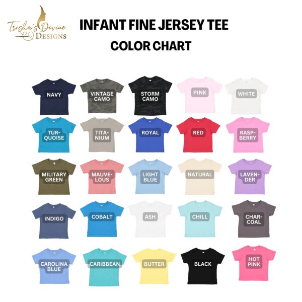 Infant fine jersey tee color chart