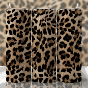 A series of three leopard print panels on top of each other.