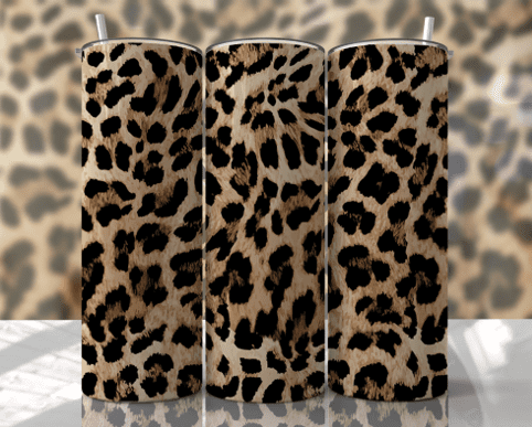 A series of three leopard print panels on top of each other.