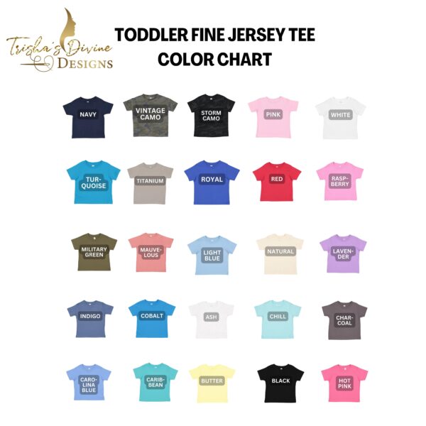 A toddler fine jersey tee color chart