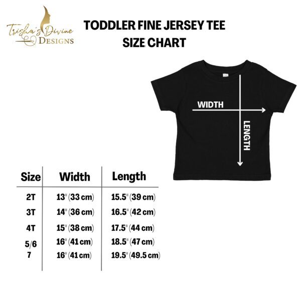 A toddler fine jersey tee size chart